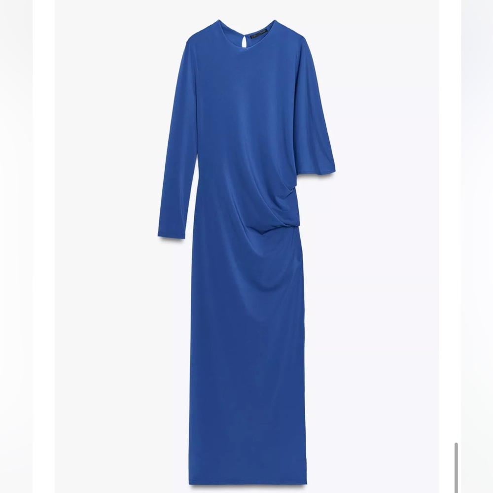 Zara NWT blue asymmetrical long dress 5039/471 - Picture 6 of 15